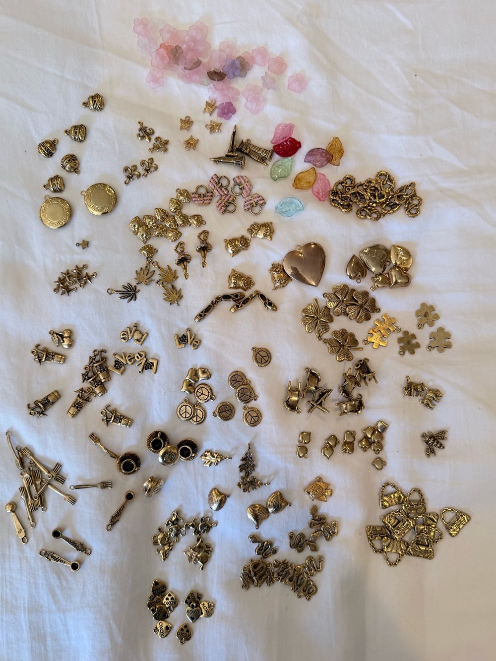 Assorted Gold-Tone and colored Jewelry Charms Lot